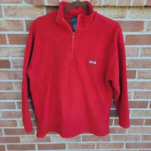 Vintage Lauren Ralph Lauren Fleece Pullover Women's Size Medium Red Embroidered